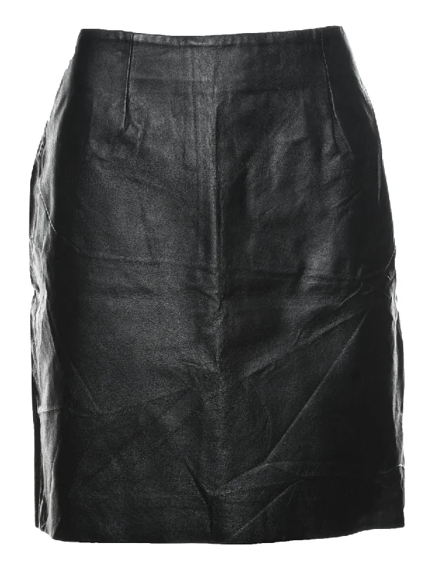 Black Leather Skirt - M