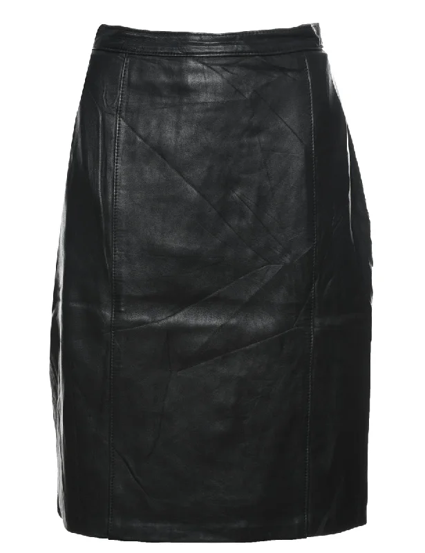 Black Leather Skirt - S