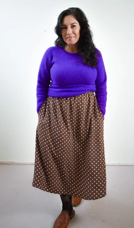 Eva Midi Skirt in Brown Dot *LAST ONE!!!*