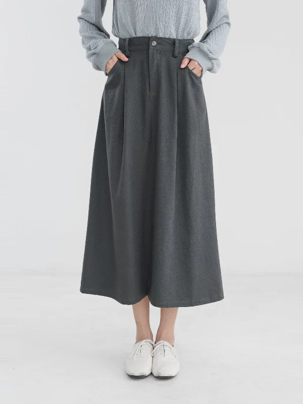 Maisy Front Slit Twill Skirt