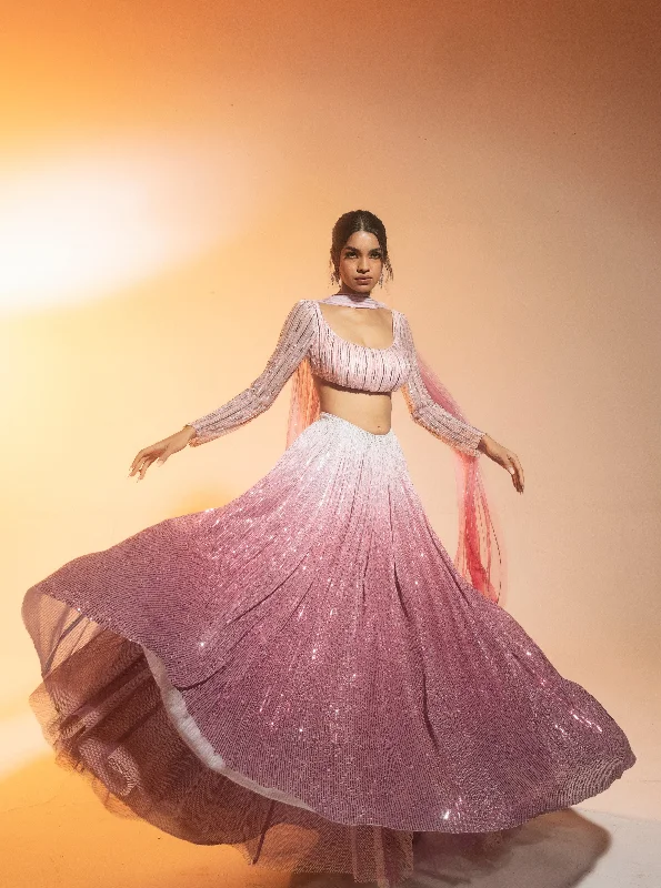 Anaisha Pink Ombre Embroidered Lehenga Set