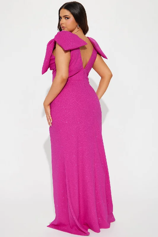 Bow Babe Glitter Maxi Dress - Magenta