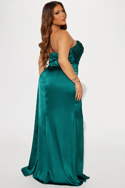 Clementine Satin Gown - Hunter