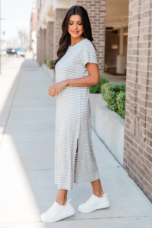 Consistently Confident Striped T-Shirt Midi Dress