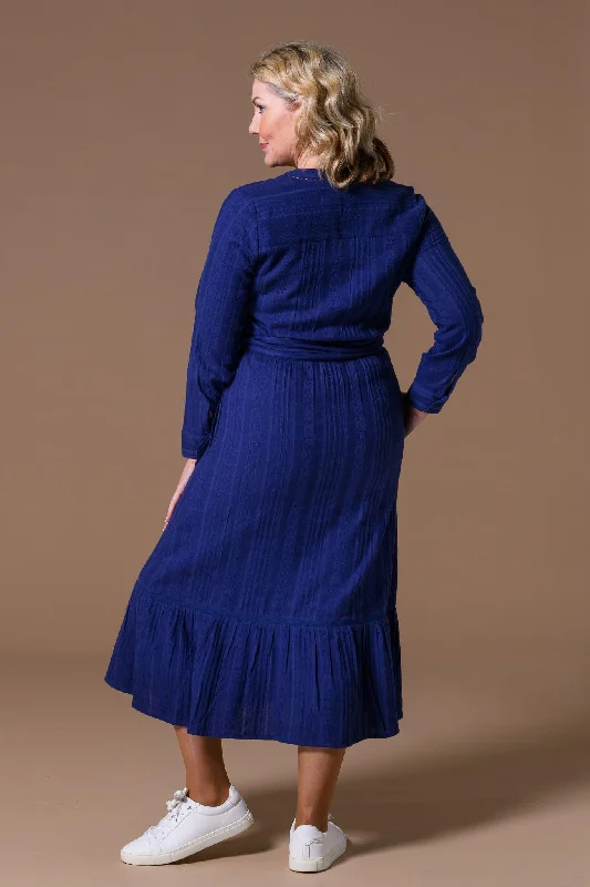 Cotton Dobby Long Sleeve Dress