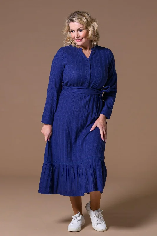 Cotton Dobby Long Sleeve Dress