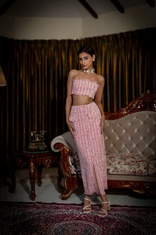 Feel good - tweed crop top in pink