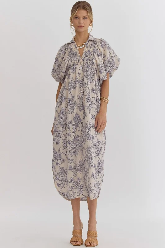 Floral Whispers Ecru Maxi Dress