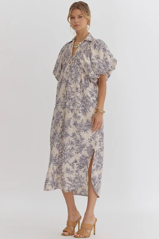 Floral Whispers Ecru Maxi Dress