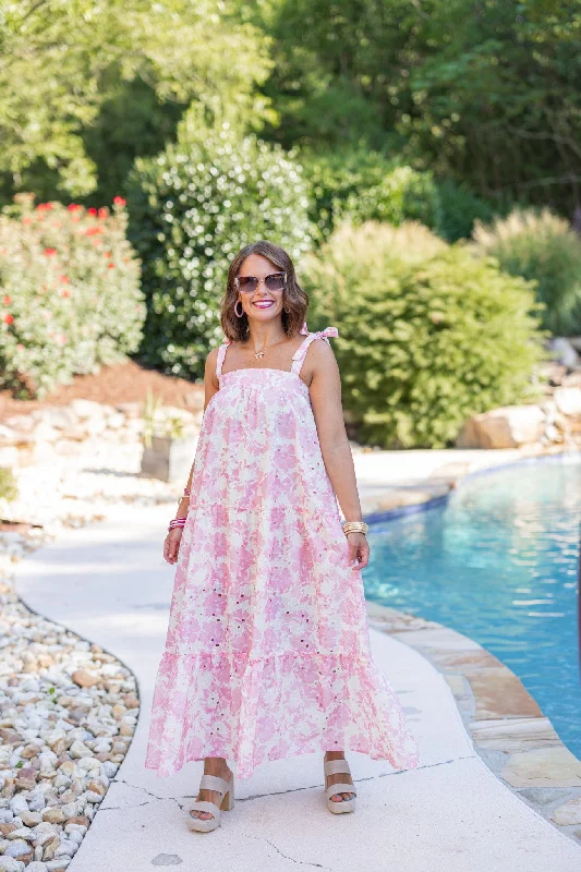 Floral Glam Pink Maxi Dress