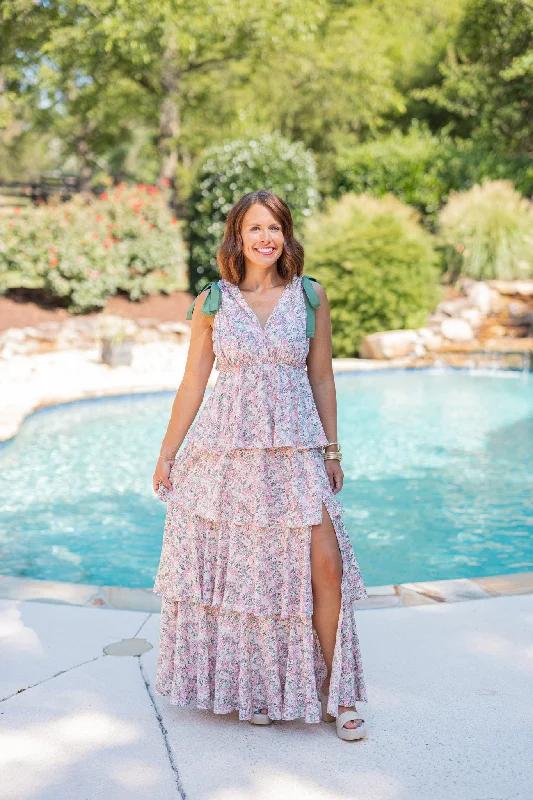 Floral Tiered Maxi Dress - Rose