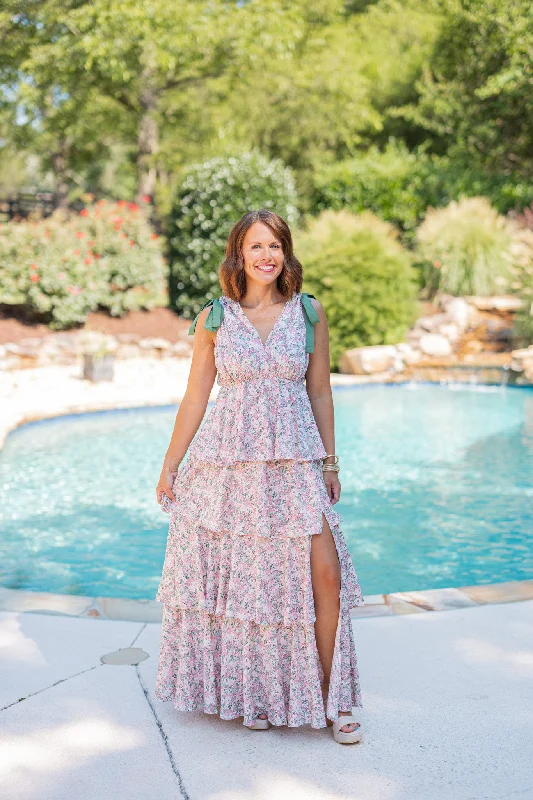 Floral Tiered Maxi Dress - Rose