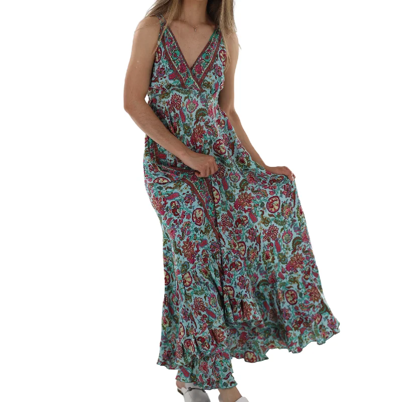 Flowy Long V Neck Line 'Laura' Maxi Dress