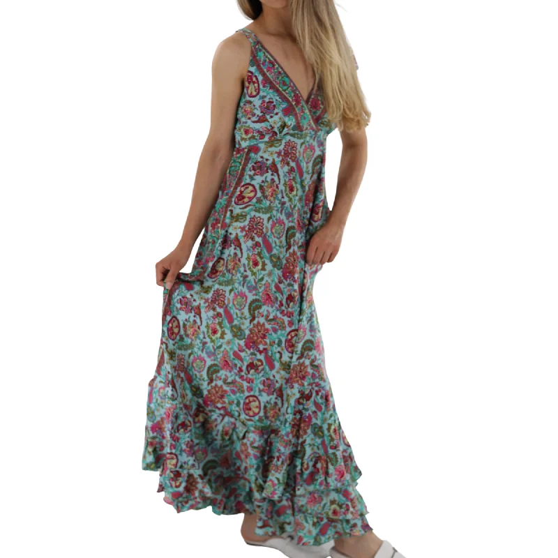 Flowy Long V Neck Line 'Laura' Maxi Dress