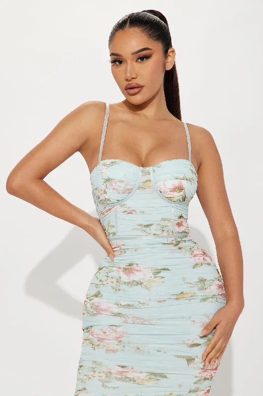 Inceptive Flower Mesh Mini Dress - Mint