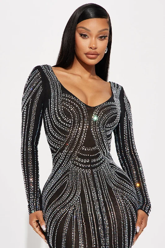 Shine Bright Rhinestone Gown - Black