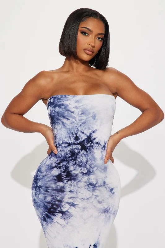 Tie-Dye Tube Maxi Dress - Navy/combo