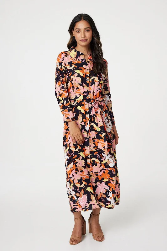 Winter Flower Shirt Dress